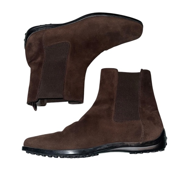 TOD’S Quinn Guiana Beatles Suede Ankle Boots Brown Size 6 - Picture 2 of 14
